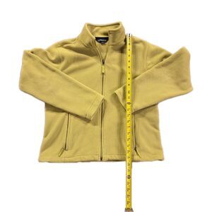 Lands End Jacket Womens Size Petite Medium Full Zip Fleece Green Zip Mock Neck